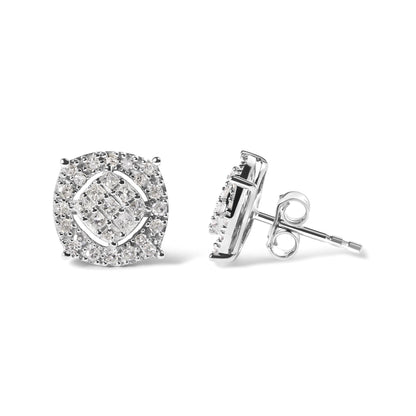 10K White Gold 1/2 Cttw Diamond Cushion Shaped Composite Stud Earrings (I-J Color, I1-I2 Clarity)-2