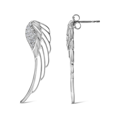 14K White Gold 1/4 Cttw Lab Grown Diamond Angel Wing Stud Earrings (F-G Color, VS1-VS2 Clarity)-2