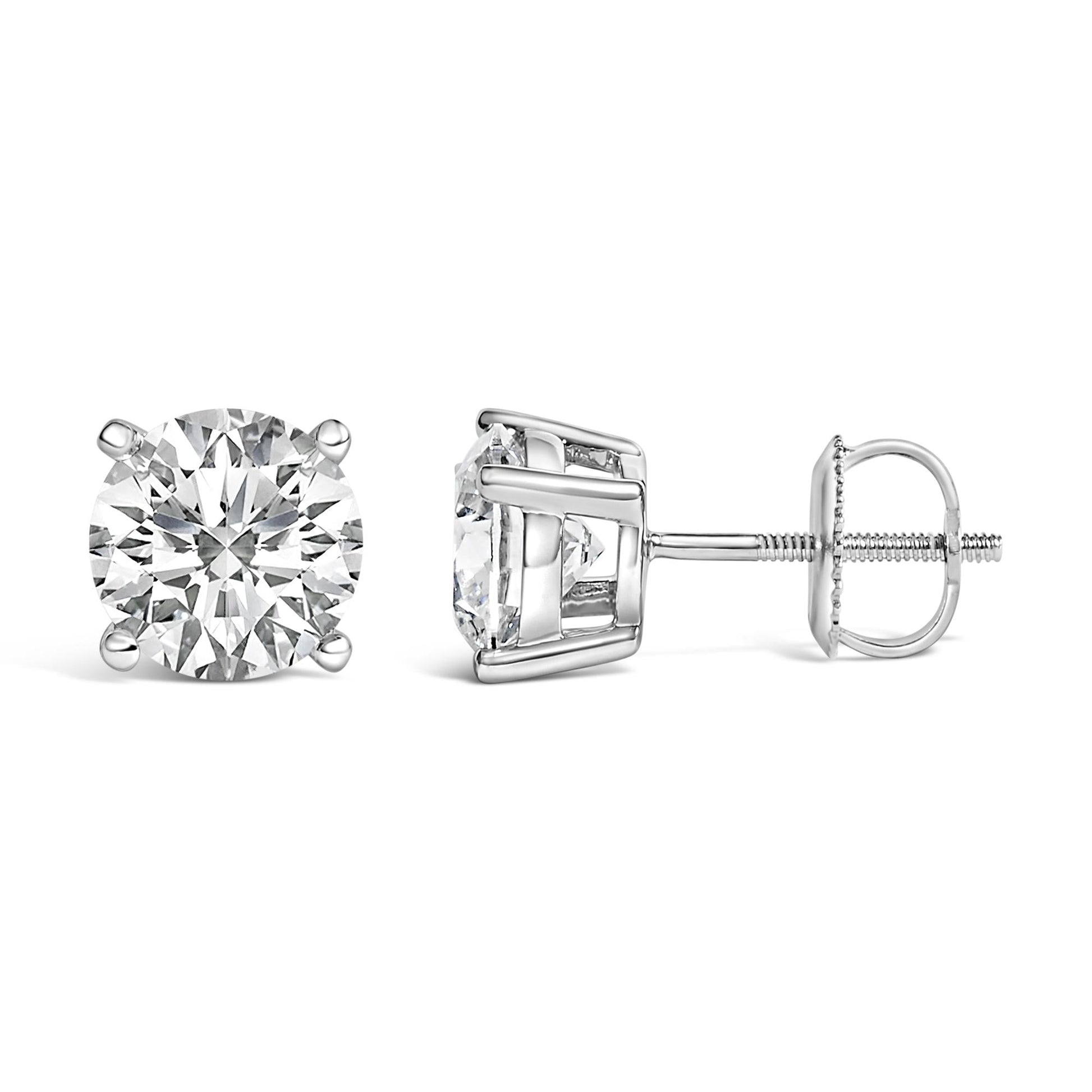 14K White Gold 2 1/2 Cttw Lab Grown Diamond Solitaire Stud Earrings-2