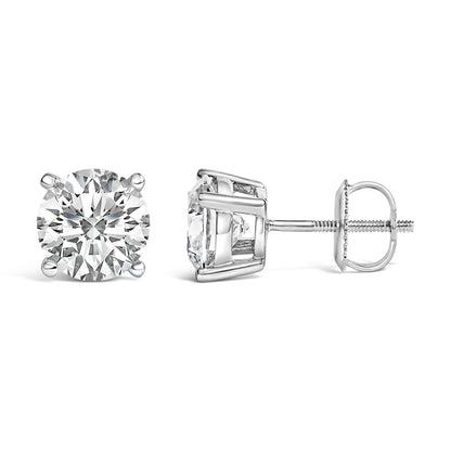 14K White Gold 2 1/2 Cttw Lab Grown Diamond Solitaire Stud Earrings-2