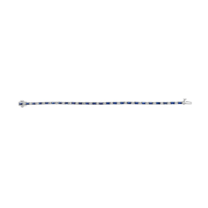 14K White Gold 1 1/10 Cttw Diamond and Blue Sapphire Alternating Link Tennis Bracelet (I-J Color, SI2-I1 Clarity) - 7" Inches-2