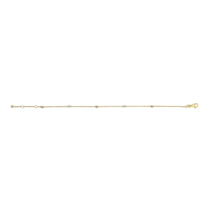 14K Yellow Gold Alternating Red Ruby and White Diamond Bezel Station Chain Bracelet (I-J Color, SI2-I1 Clarity) - 7.5" Inches-2