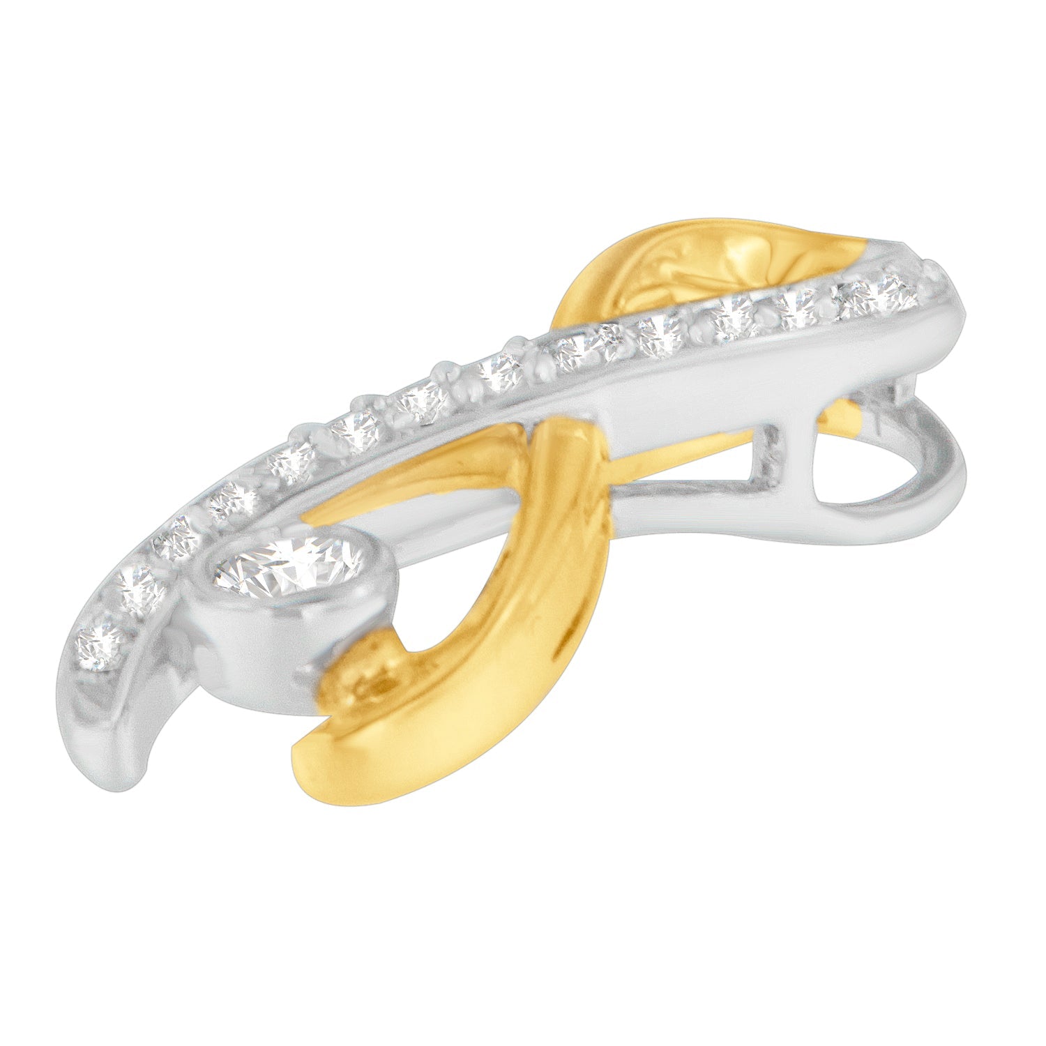 10K Two-Tone Gold 1/5 cttw Diamond Radiant Ribbon Pendant Necklace (H-I, I1-I2)-2