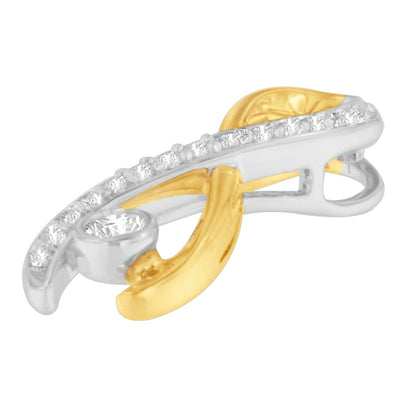 10K Two-Tone Gold 1/5 cttw Diamond Radiant Ribbon Pendant Necklace (H-I, I1-I2)-2