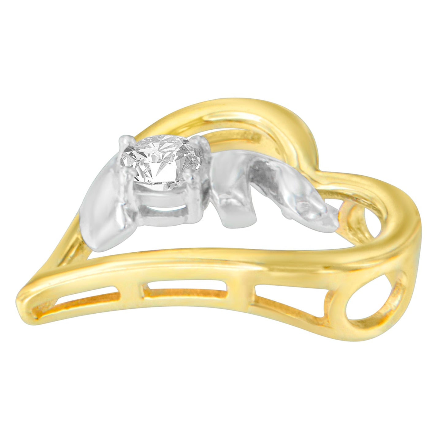 Espira 10K Two-Tone Gold 1/10 cttw Diamond Pendant Necklace (I-J, I2-I3)-2