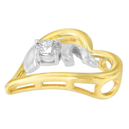 Espira 10K Two-Tone Gold 1/10 cttw Diamond Pendant Necklace (I-J, I2-I3)-2