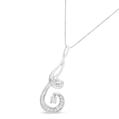 Espira 10K White Gold 1/5 Cttw Brilliant-Cut Diamond Sparkling Spiral 18" Pendant Necklace (J-K color, I2-I3 Clarity)-2