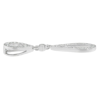 14 White Gold 1/4 cttw Round Cut Diamond Double Tear Drop Pendant Necklace (H-I, I2-I3)-2