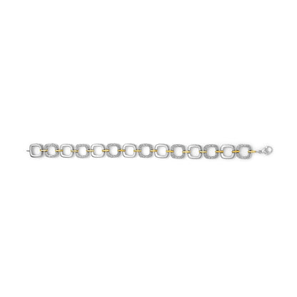 .925 Two-Tone Sterling Silver Diamond Accent Open Box Link Bracelet (I-J Color, I1-I2 Clarity) - 7"-2