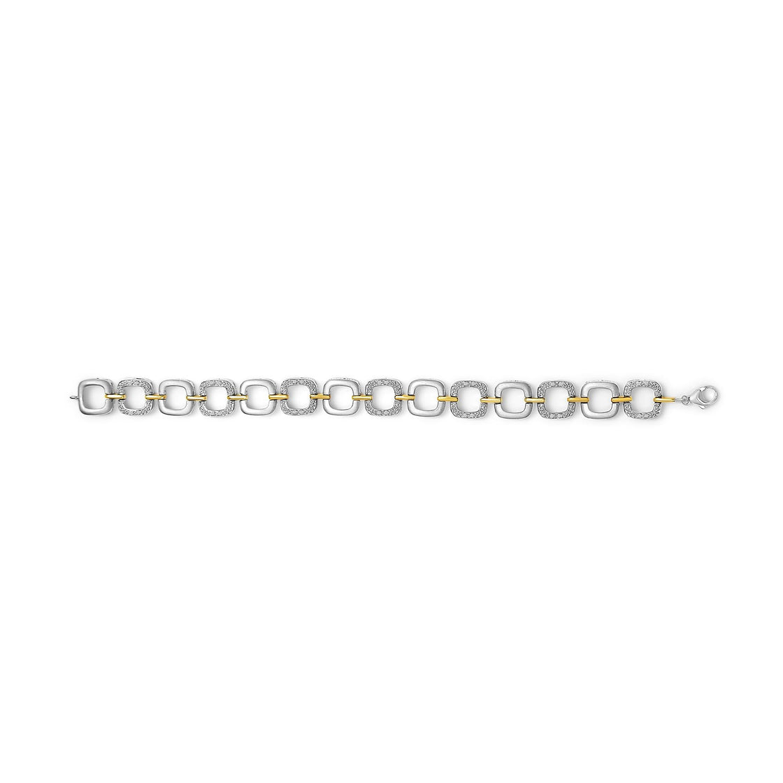 .925 Two-Tone Sterling Silver Diamond Accent Open Box Link Bracelet (I-J Color, I1-I2 Clarity) - 7"-2
