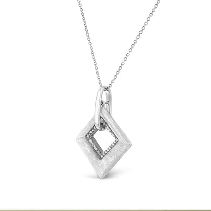.925 Sterling Silver Pave-Set Diamond Accent Kite Shape 18" Pendant Necklace (I-J Color, I1-I2 Clarity)-2