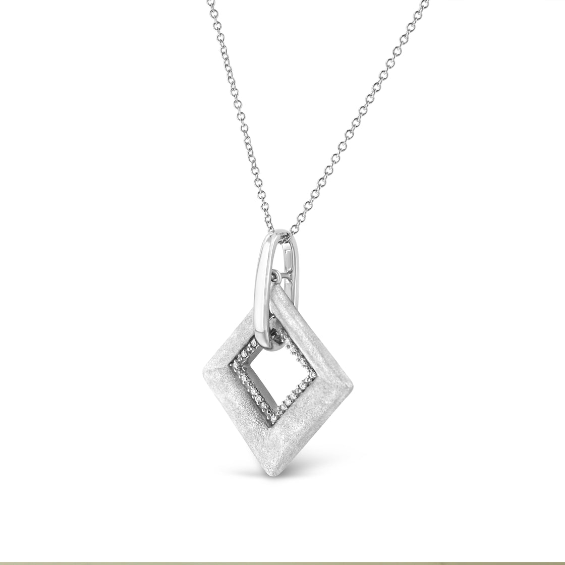 .925 Sterling Silver Pave-Set Diamond Accent Kite Shape 18" Pendant Necklace (I-J Color, I1-I2 Clarity)-2