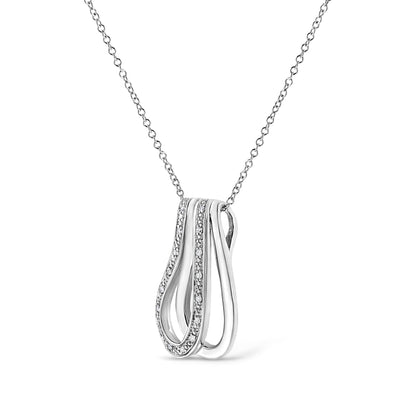 .925 Sterling Silver Pave-Set Diamond Accent Double Curve 18" Pendant Necklace (I-J Color, I1-I2 Clarity)-2