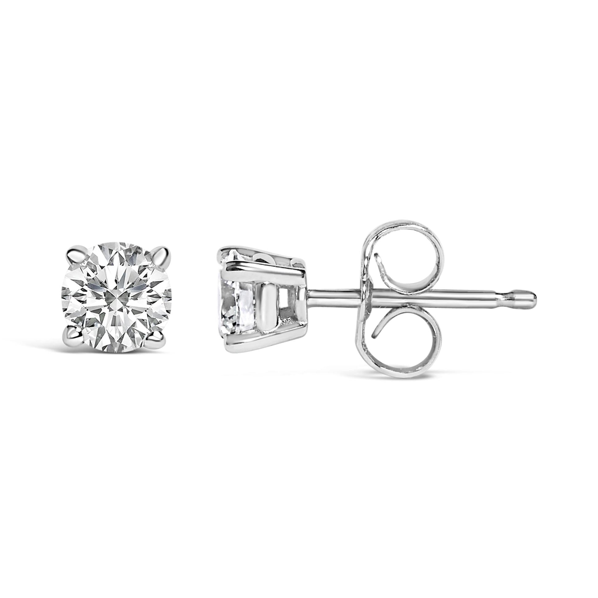 14K Gold 1/2 Cttw Lab Grown Diamond Solitaire Stud Earrings-4