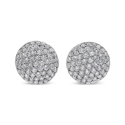 18K White Gold 3 1/2 Cttw Shared Prong Set Diamond Cluster Composite Disc Stud Earrings (F-G Color, VS1-VS2 Clarity)-2