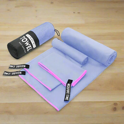 3 Piece Towel Set for Fitness & Bath (Purple)-2