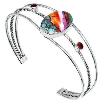Kingman Orange Dahlia Turquoise & Garnet Cuff Bangle Bracelet B-1011 30-EB10289-1