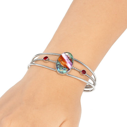 Kingman Orange Dahlia Turquoise & Garnet Cuff Bangle Bracelet B-1011 30-EB10289-0