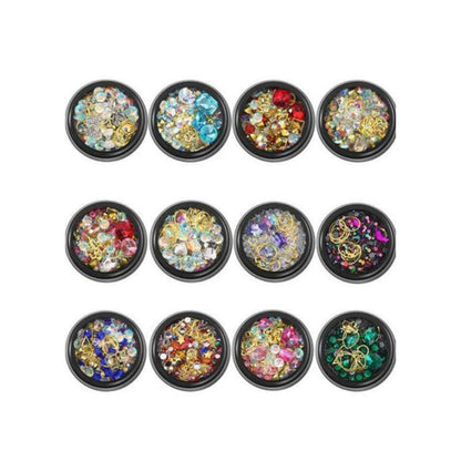 3D Assorted Nail Decals Decoration Nail Art Rhinestones Mix Gem Designs Tips Diy-1