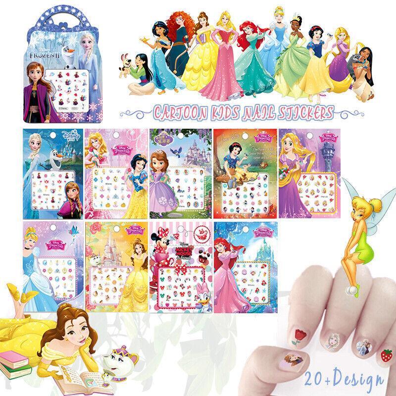 Kids Nail Stickers Frozen Minnie Pony Peppa Princess Nail Art Girls Kids Barbie-0
