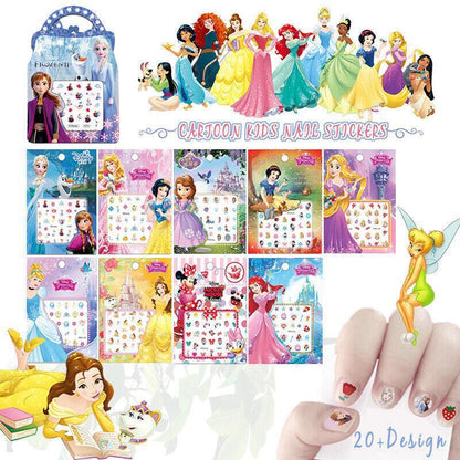 Kids Nail Stickers Frozen Minnie Pony Peppa Princess Nail Art Girls Kids Barbie-0