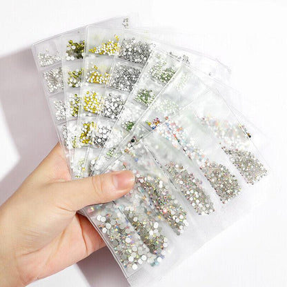 1440Pcs Glitter Rhinestones Crystal Clear Flat Bottom Glass Nail Art Nail Drill-2
