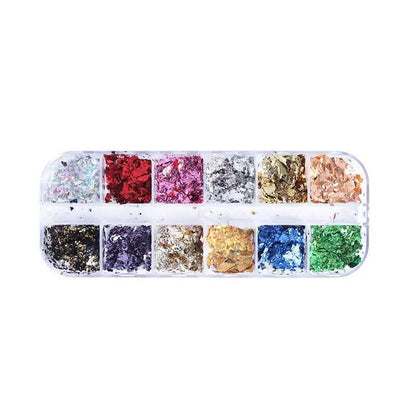 12 Colours Foil Confetti Flakes Thin Sheets Nail Art Mixed Glitter Decoration-6