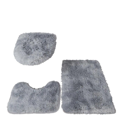 Antislip Washable 3Pc Bathroom Mat Set Fluffy Toilet Cover Pedestal Rug Bath Mat-6