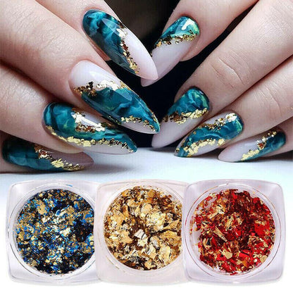 6 Colours Nail Art Sequins Mirror Glitter Powder Foil Flakes Paillette Decor Au-3