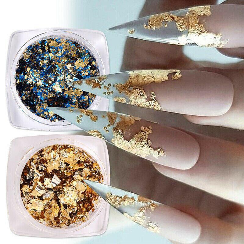 6 Colours Nail Art Sequins Mirror Glitter Powder Foil Flakes Paillette Decor Au-4