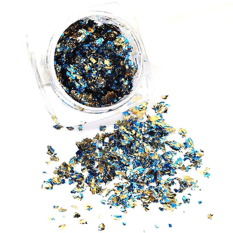 6 Colours Nail Art Sequins Mirror Glitter Powder Foil Flakes Paillette Decor Au-5