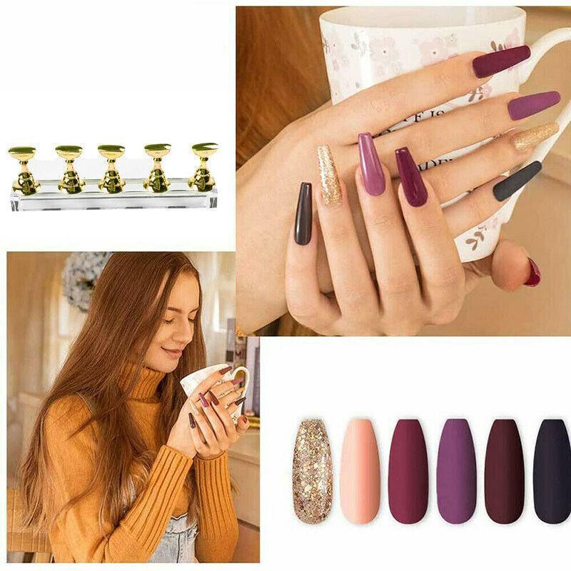 Acrylic Nail Display Stand with Snap On Tips Holders for Practice and Display-4