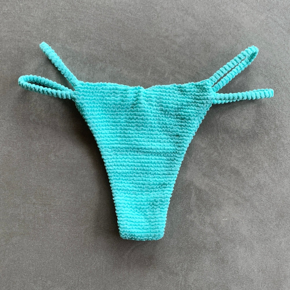 Curazao Blue Textured Tici Bikini Bottom-1