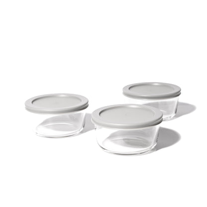 Glass Food Storage Containers - 6 Piece 2 Cup Set (3 Containers + 3 Lids)-2