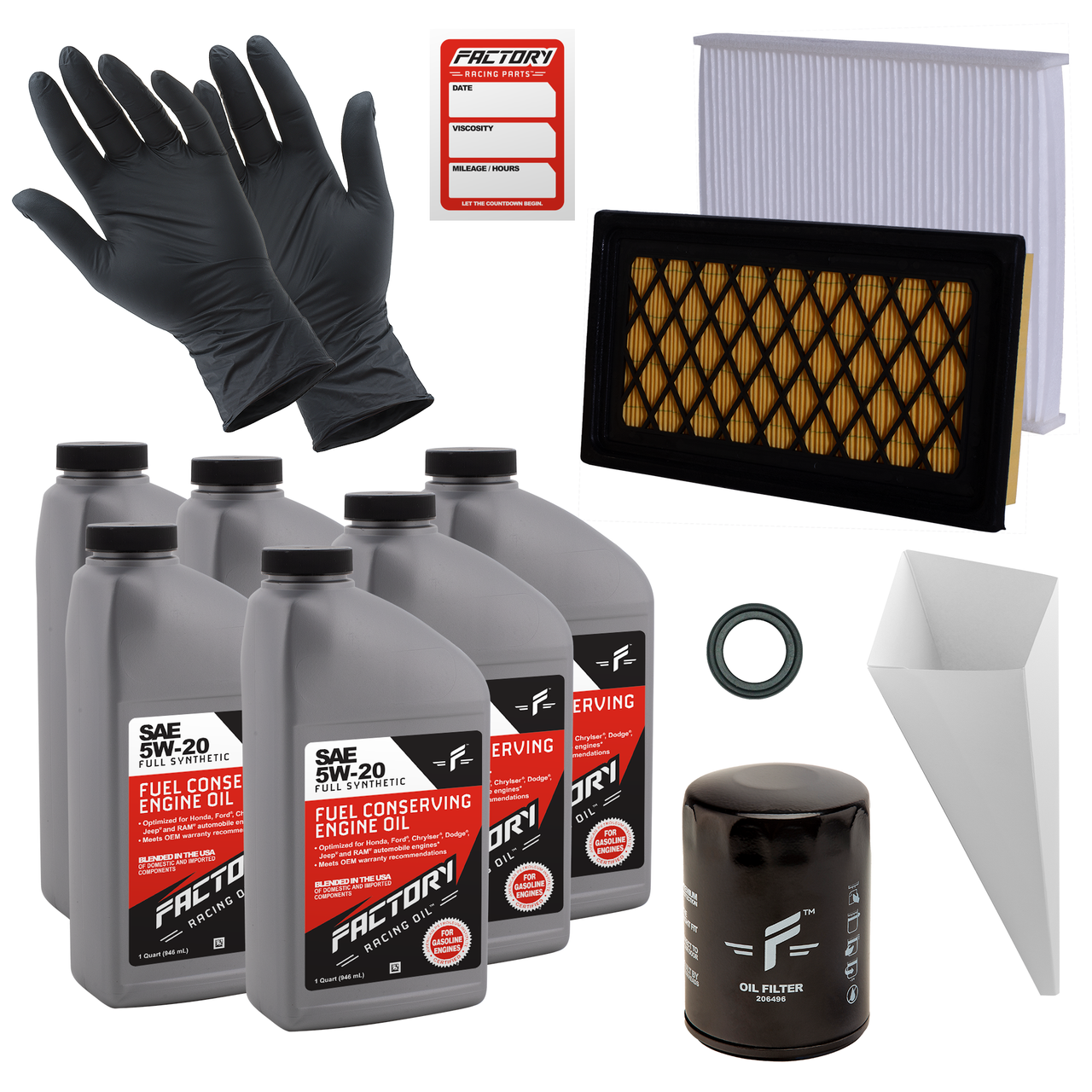 Deluxe Oil Change Kit for Ford Explorer, Flex, Police Interceptor, Lincoln MKS, MKT 5W-20 Full Synthetic - 6 Quarts-0