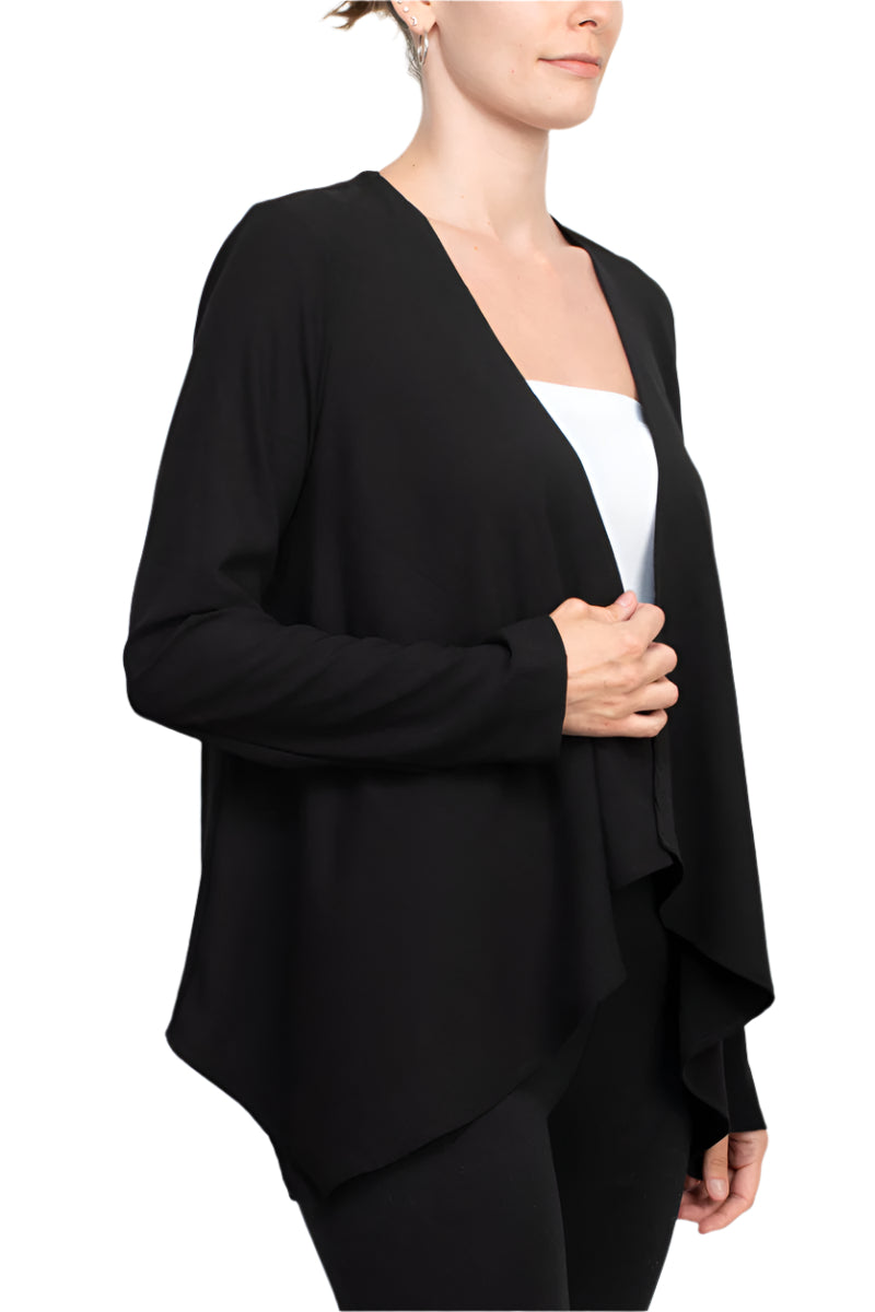 Grace Open Front Long Sleeve Solid Crepe Jacket-2