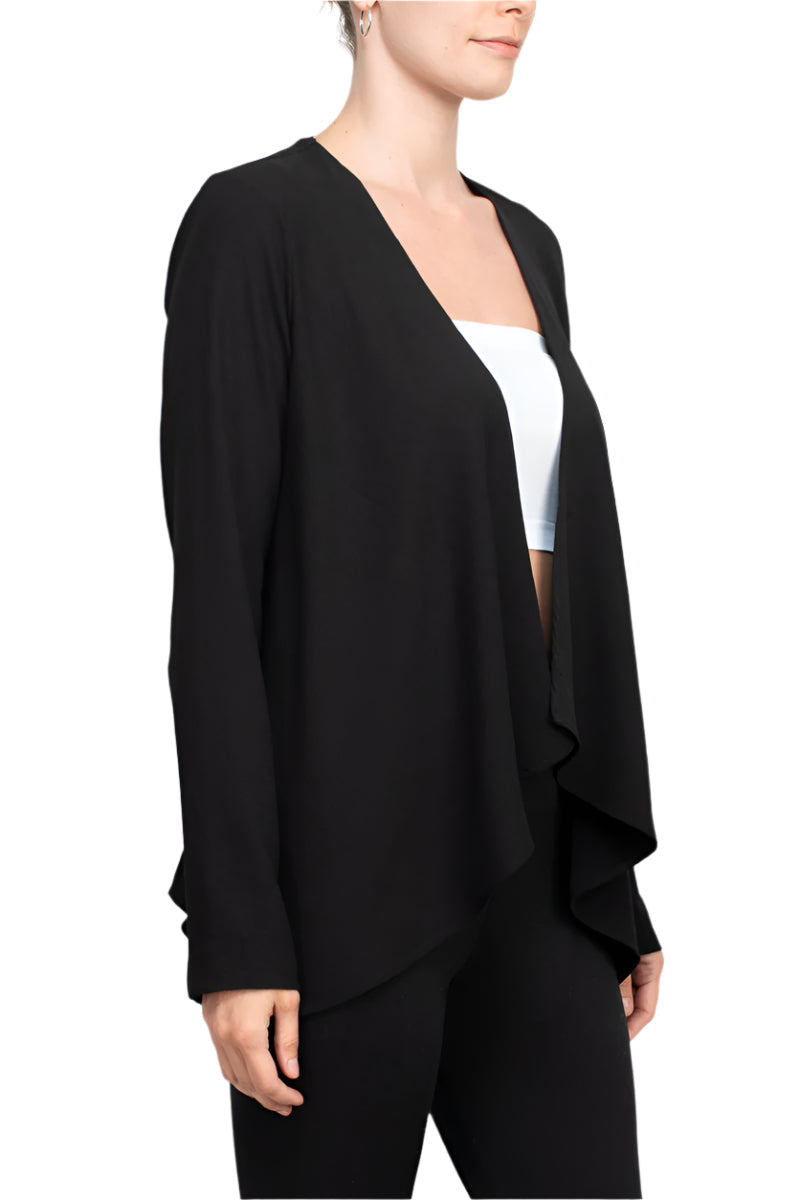 Grace Open Front Long Sleeve Solid Crepe Jacket-1