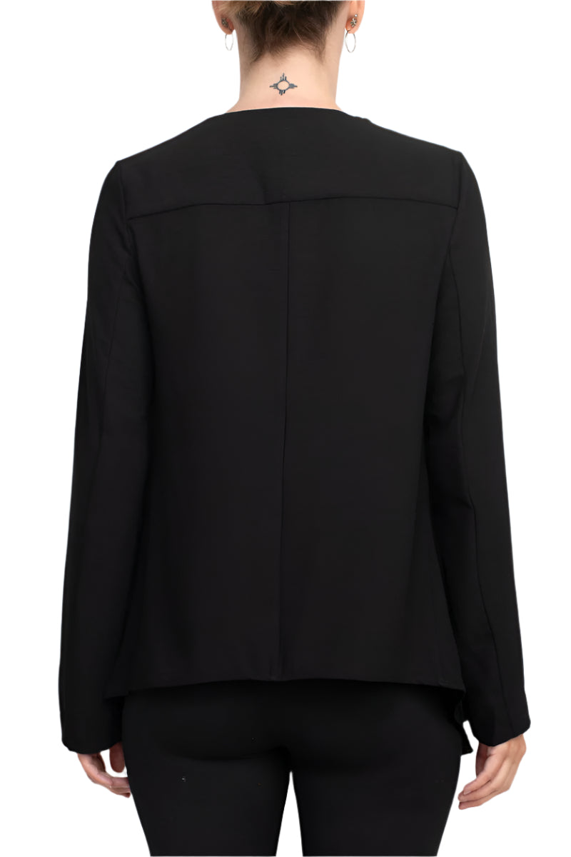 Grace Open Front Long Sleeve Solid Crepe Jacket-3