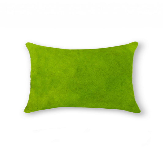12" X 20" Lime Green Cowhide Throw Pillow-0