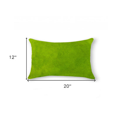 12" X 20" Lime Green Cowhide Throw Pillow-5