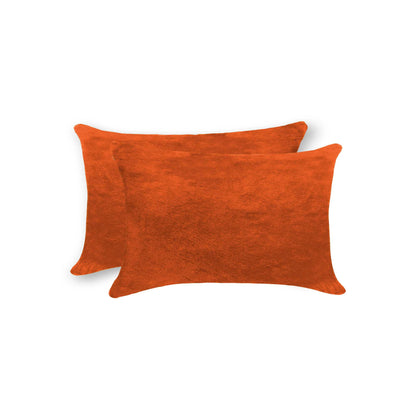 12" X 20" X 5" Orange Cowhide  Pillow 2 Pack-0