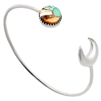 Crescent Moon - Spiny Oyster Turquoise Cuff Bangle Bracelet B-1046 32-EB10318-1