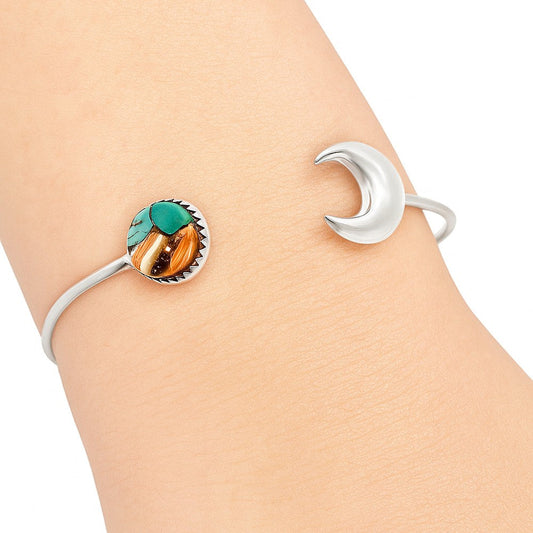 Crescent Moon - Spiny Oyster Turquoise Cuff Bangle Bracelet B-1046 32-EB10318-0