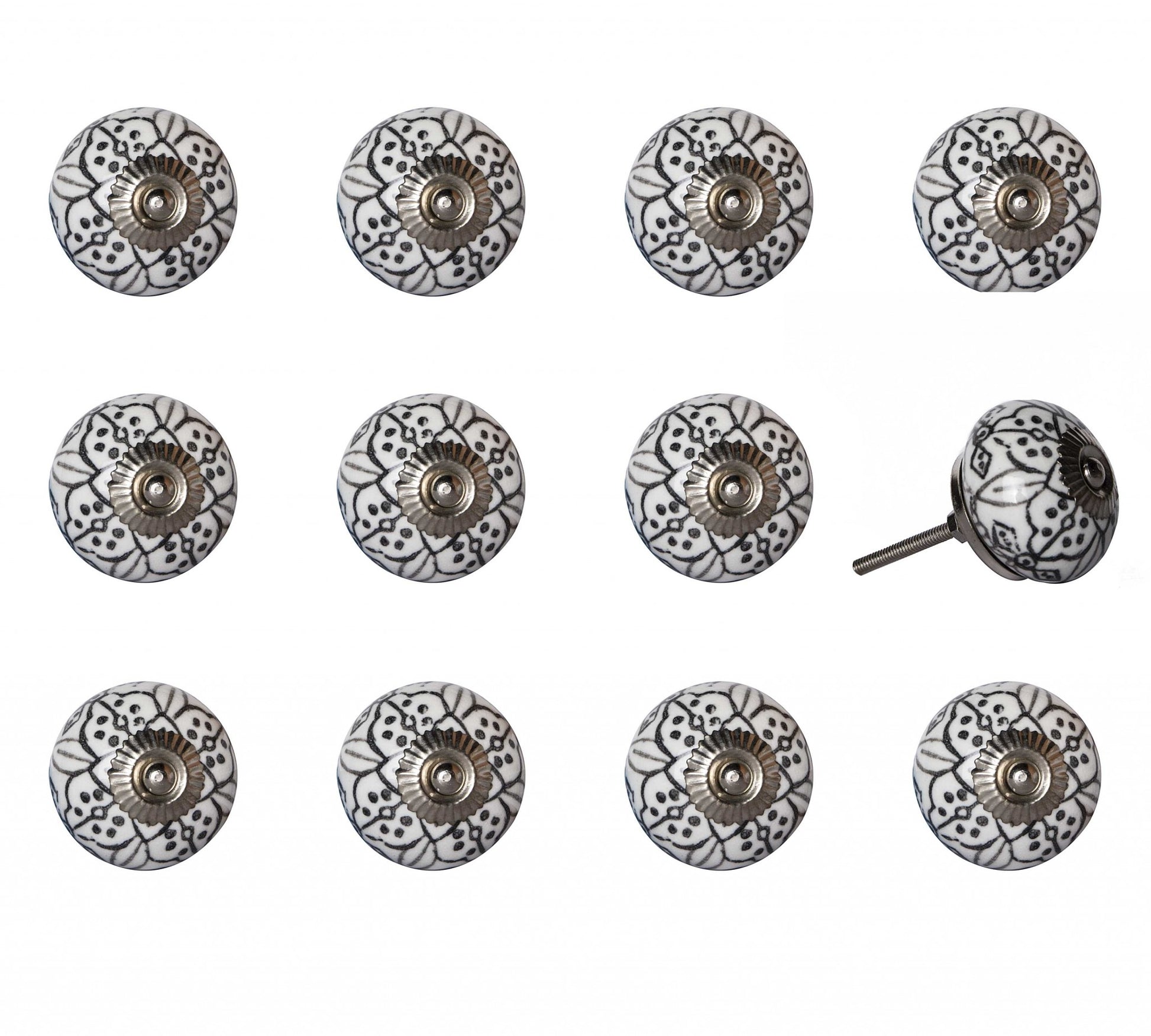 1.5" X 1.5" X 1.5" Black Gray And Silver  Knobs 12 Pack-2