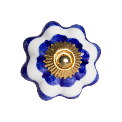 1.5" X 1.5" X 1.5" White Blue And Gold  Knobs 12 Pack-0