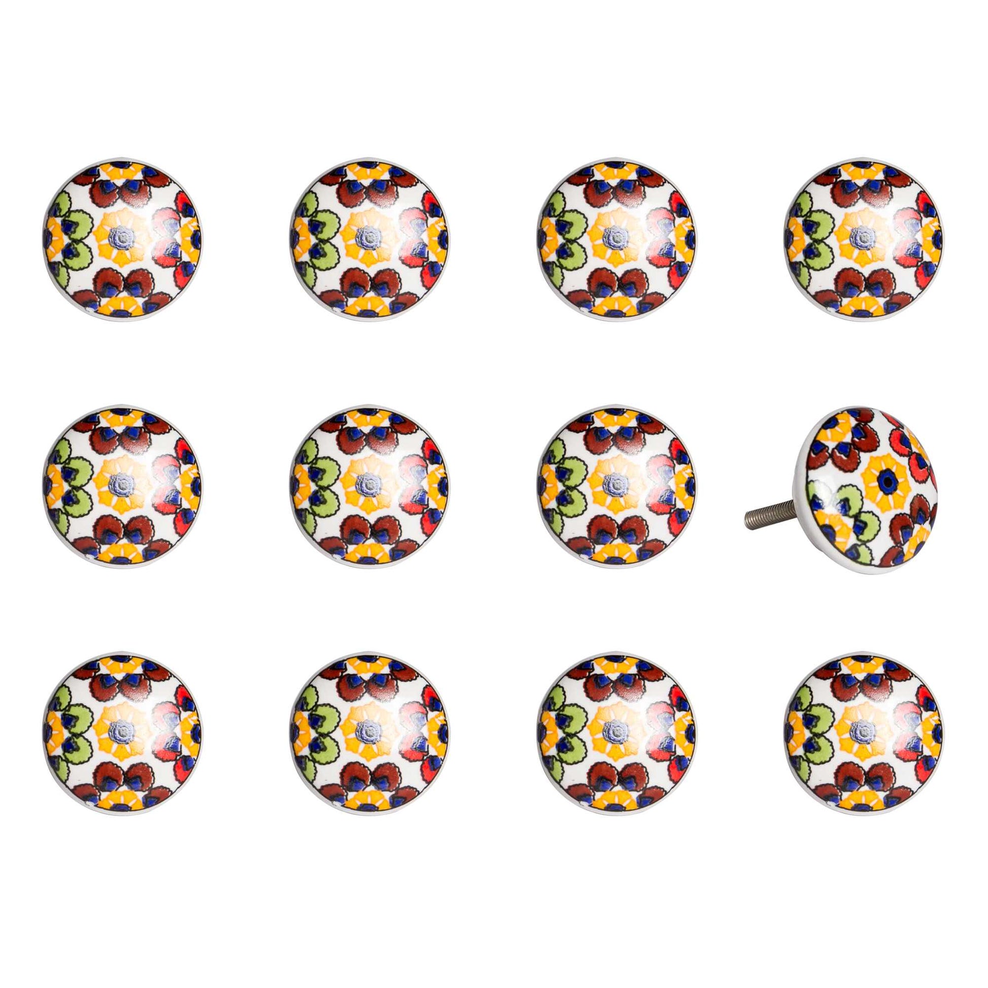 1.5" X 1.5" X 1.5" Yellow Blue And Red  Knobs 12 Pack-1
