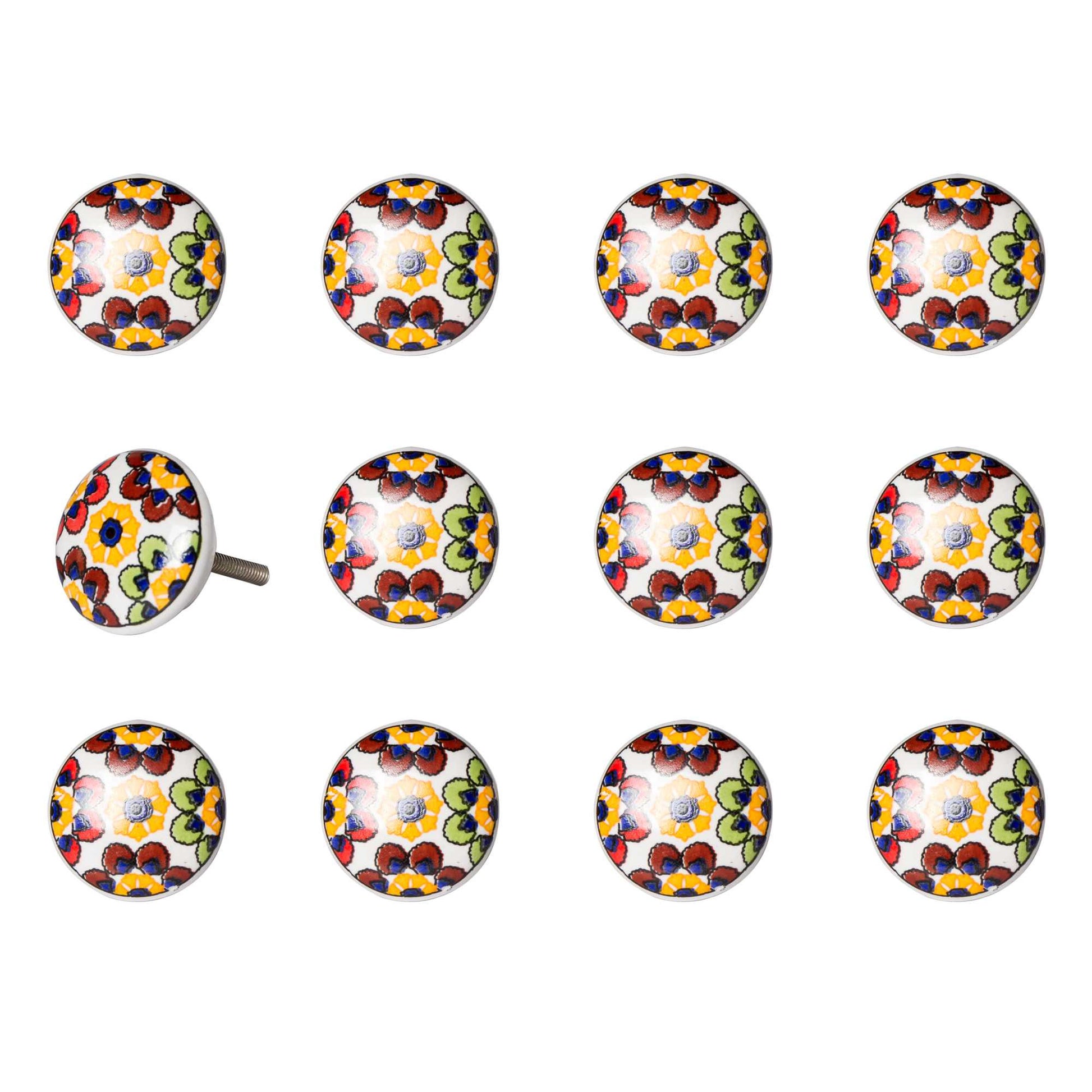 1.5" X 1.5" X 1.5" Yellow Blue And Red  Knobs 12 Pack-2