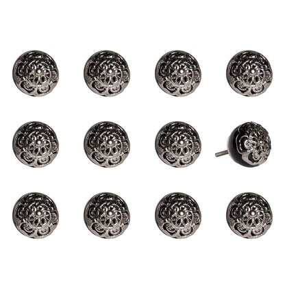 1.5" X 1.5" X 1.5" Black And Chrome  Knobs 12 Pack-0