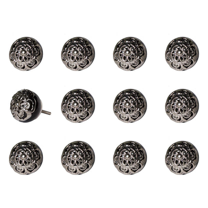 1.5" X 1.5" X 1.5" Black And Chrome  Knobs 12 Pack-1