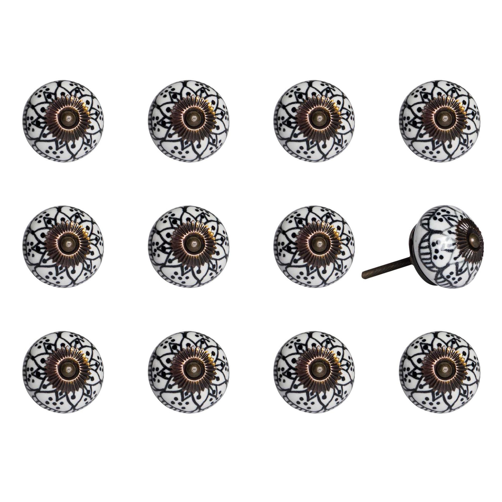 1.5" X 1.5" X 1.5" Black White Copper  Knobs 12 Pack-0
